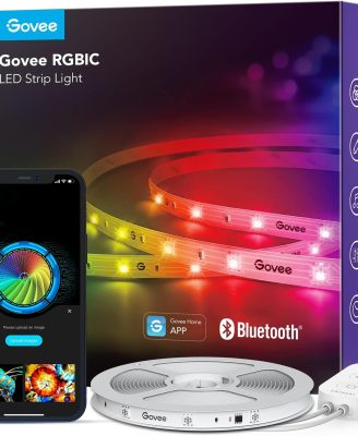 Govee RGBIC LED Strip Lights, 32.8ft Smart LED Lights for Bedroom, Bluetooth LED Lights APP Control, DIY Multiple Colors on One Line, Color Changing LED Strip Lighting Music Sync, Home Decor